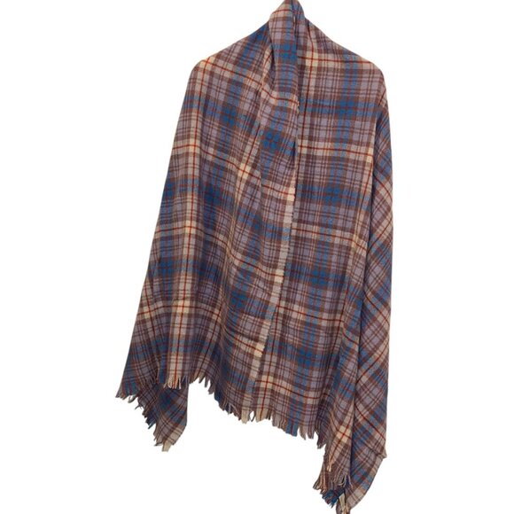 j. crew blue lavender STUNNING SPRING Colors plaid tartan shawl scarf ITALY - Picture 1 of 6